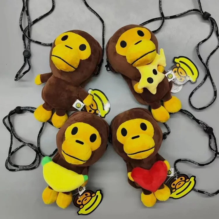 Japanese trendy brand bapex milo monkey children's shoulder crossbody bag mobile phone bag camouflage mobile phone bag cartoon street