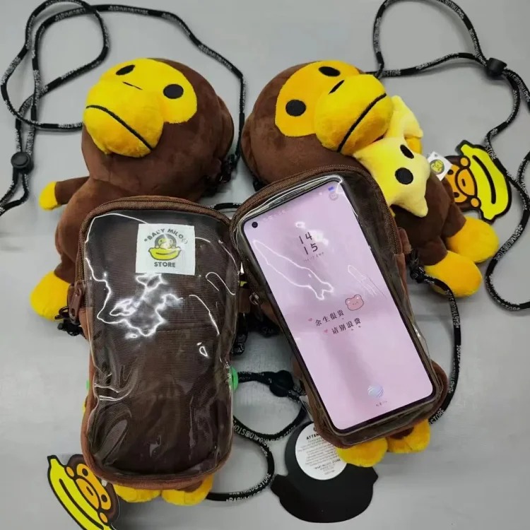 Japanese trendy brand bapex milo monkey children's shoulder crossbody bag mobile phone bag camouflage mobile phone bag cartoon street