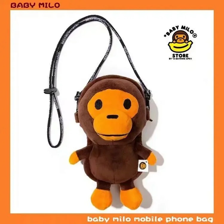 Japanese trendy brand bapex milo monkey children's shoulder crossbody bag mobile phone bag camouflage mobile phone bag cartoon street