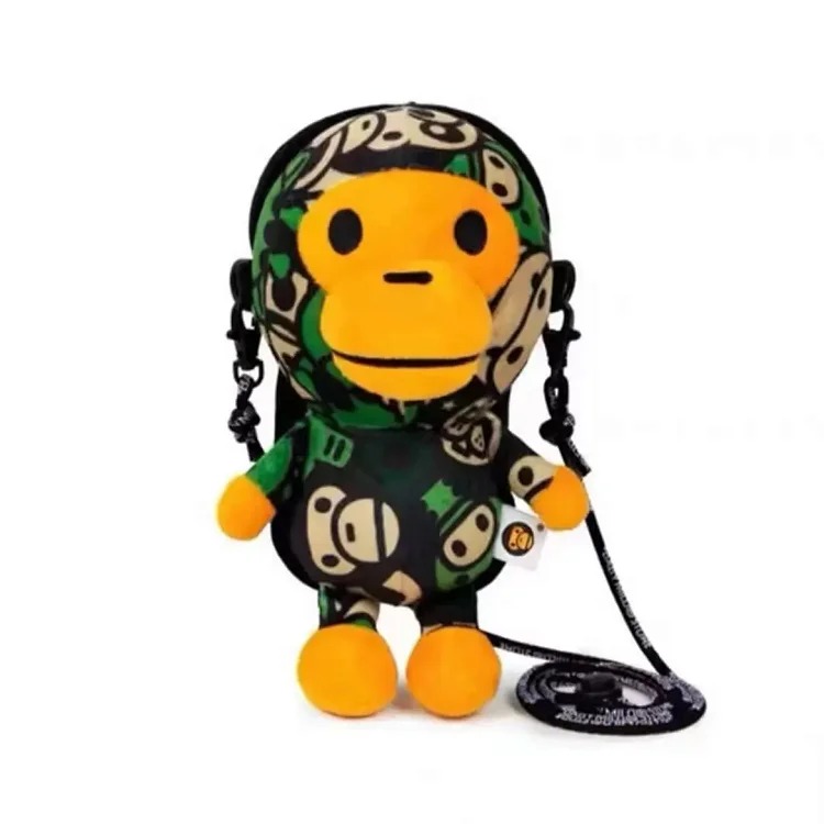 Japanese trendy brand bapex milo monkey children's shoulder crossbody bag mobile phone bag camouflage mobile phone bag cartoon street