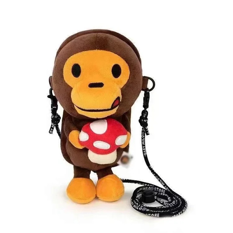 Japanese trendy brand bapex milo monkey children's shoulder crossbody bag mobile phone bag camouflage mobile phone bag cartoon street
