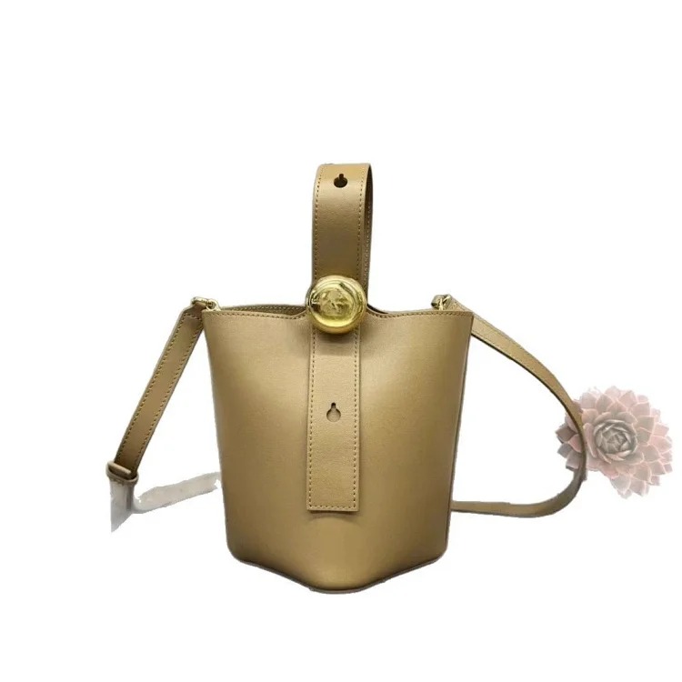 Correct Luojia 2025 new Pebble Bucket bucket bag imported cowhide single shoulder crossbody handbag
