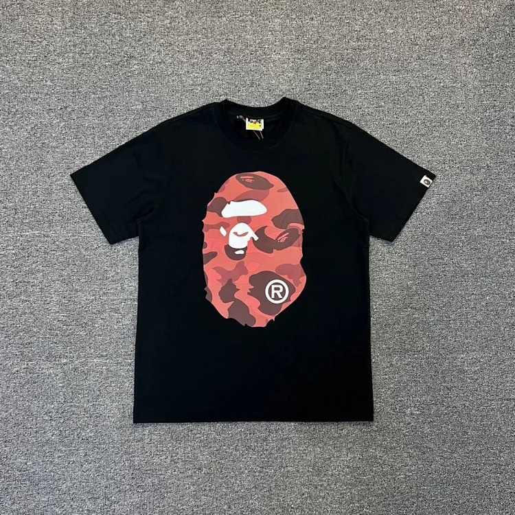 Three-label ape head double-sided pure cotton and linen cotton 230g heavy couple short-sleeved T-shirt men and women same style casual trendy brand versatile