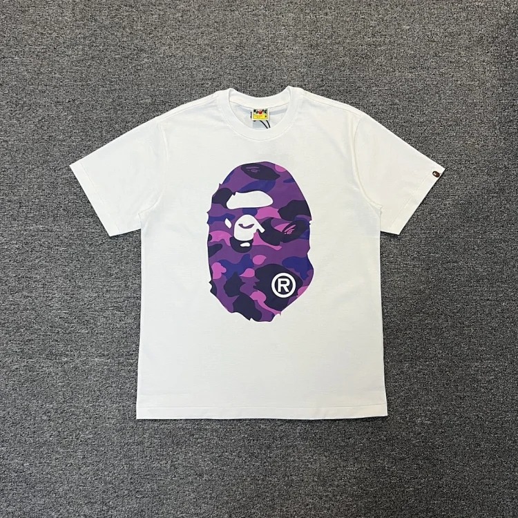 Three-label ape head double-sided pure cotton and linen cotton 230g heavy couple short-sleeved T-shirt men and women same style casual trendy brand versatile