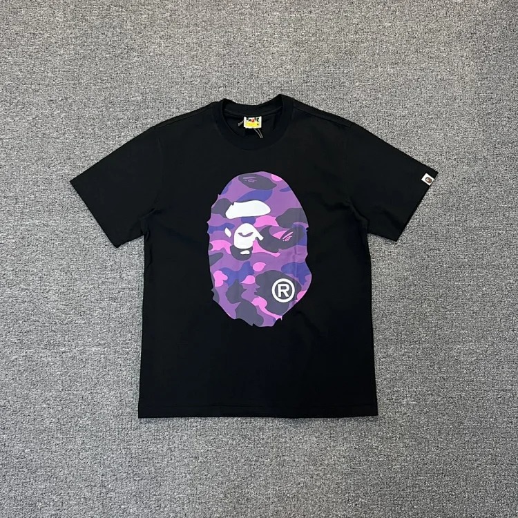 Three-label ape head double-sided pure cotton and linen cotton 230g heavy couple short-sleeved T-shirt men and women same style casual trendy brand versatile
