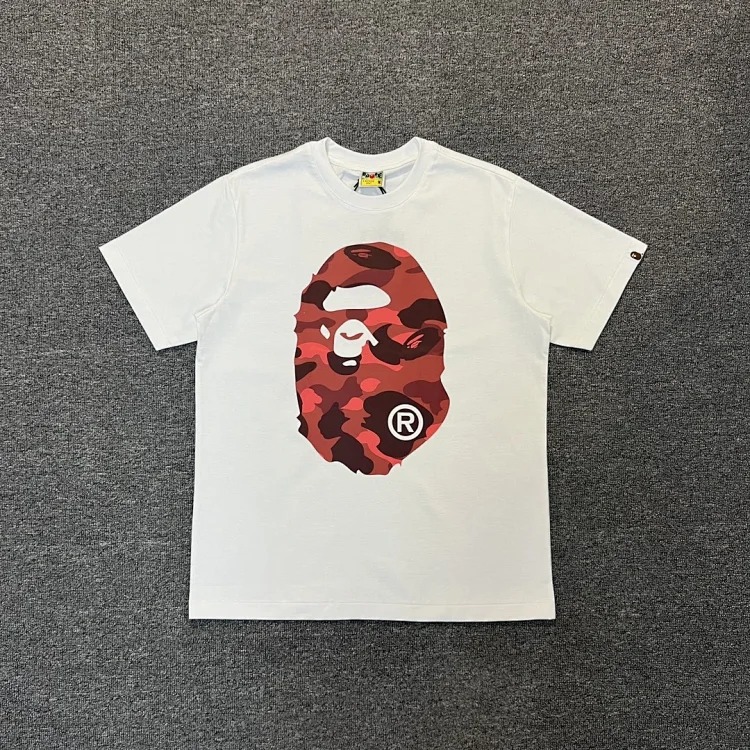 Three-label ape head double-sided pure cotton and linen cotton 230g heavy couple short-sleeved T-shirt men and women same style casual trendy brand versatile