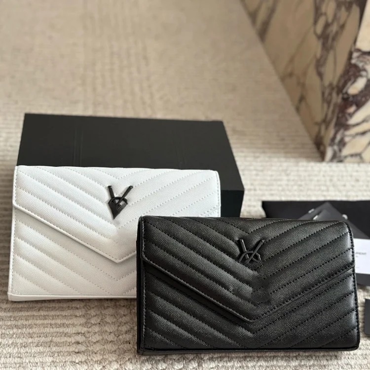 Y high-quality women's chain small square bag caviar popular high-end simple one-shoulder diagonal calfskin poplar forest image 5