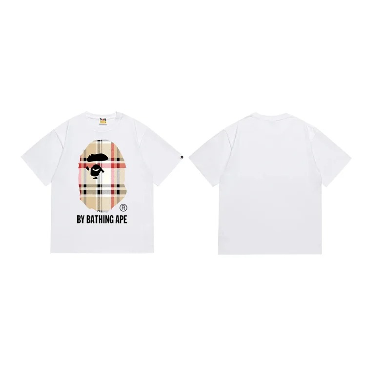 Cross-border wholesale cherry blossom ape head print pure cotton loose round neck short-sleeved spring and summer casual Japanese men's and women's T-shirts image 2