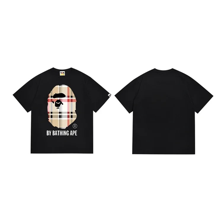 Cross-border wholesale cherry blossom ape head print pure cotton loose round neck short-sleeved spring and summer casual Japanese men's and women's T-shirts image 3