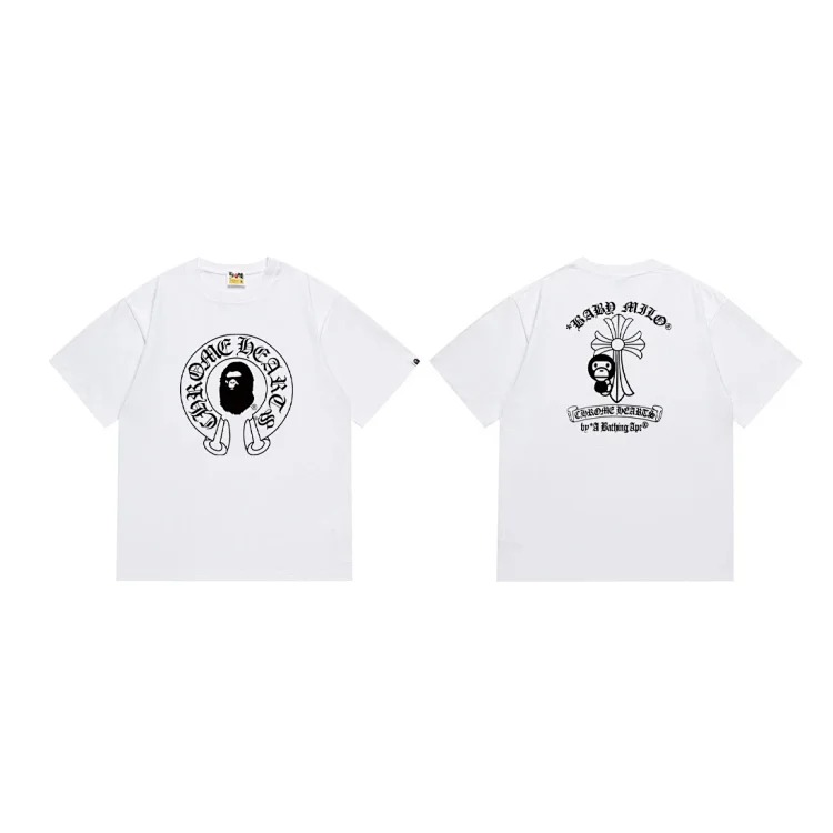 Cross-border wholesale cherry blossom ape head print pure cotton loose round neck short-sleeved spring and summer casual Japanese men's and women's T-shirts image 4