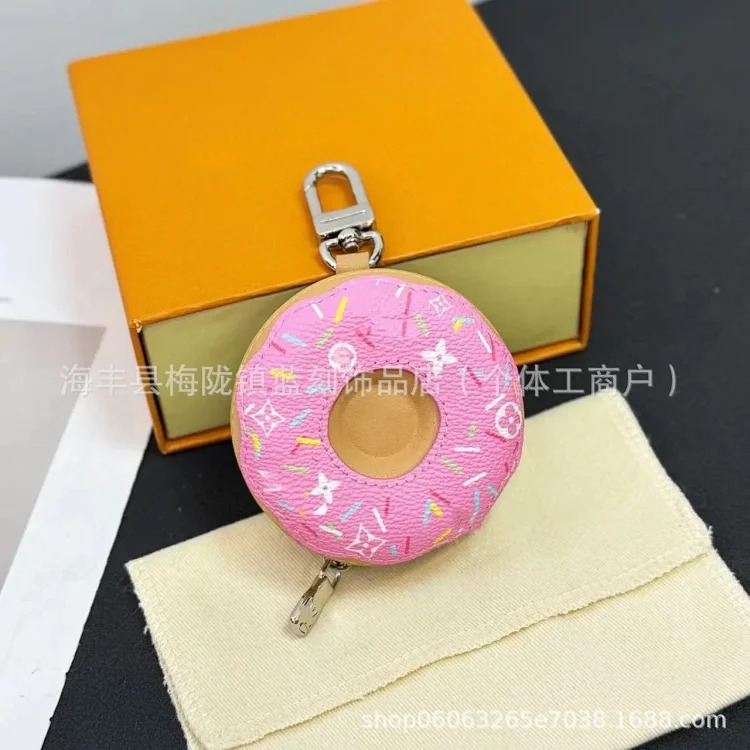 Louis Vuitton New donut bag pendant light luxury niche genuine leather pendant snack simulation splicing old flower bag pendant