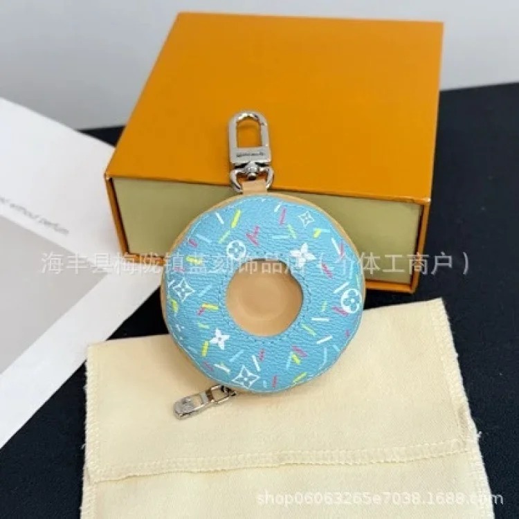 Louis Vuitton New donut bag pendant light luxury niche genuine leather pendant snack simulation splicing old flower bag pendant