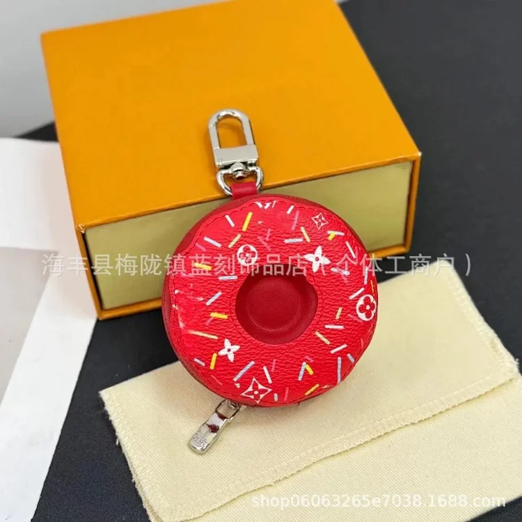 Louis Vuitton New donut bag pendant light luxury niche genuine leather pendant snack simulation splicing old flower bag pendant