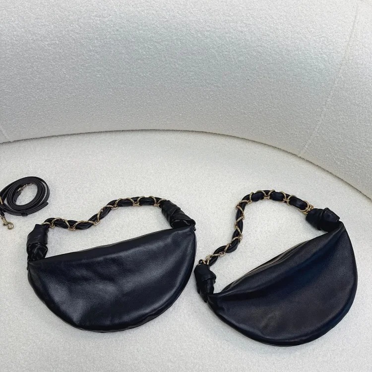 2026 new high-end first-layer sheepskin chain hobo croissant bag, fashionable and versatile one-shoulder hand-held armpit women's bag