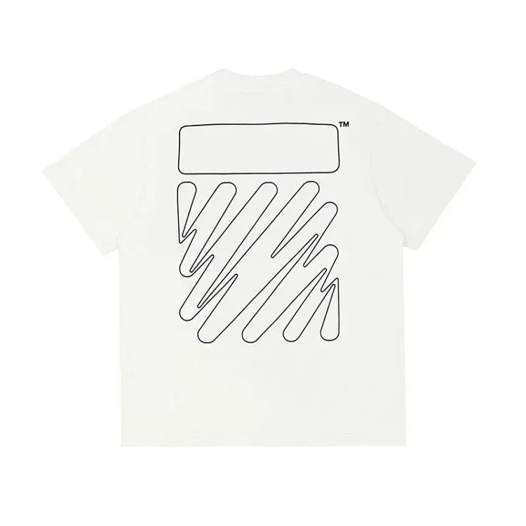 2023 new color oil painting arrow print OW short-sleeved men's and women's European and American round neck T-shirts image 3