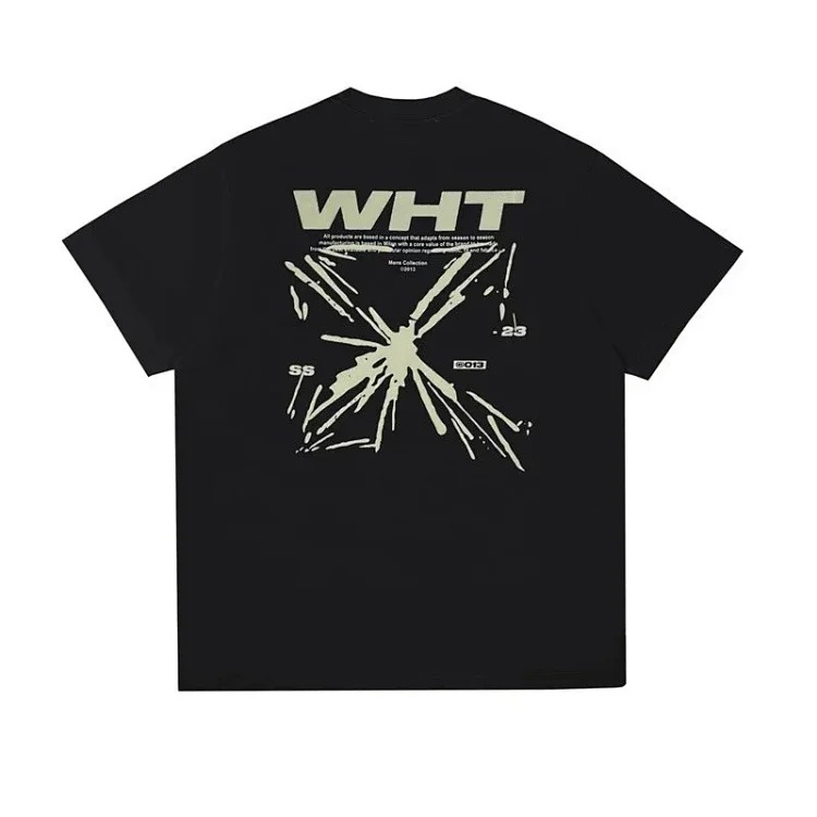 2023 new color oil painting arrow print OW short-sleeved men's and women's European and American round neck T-shirts image 6