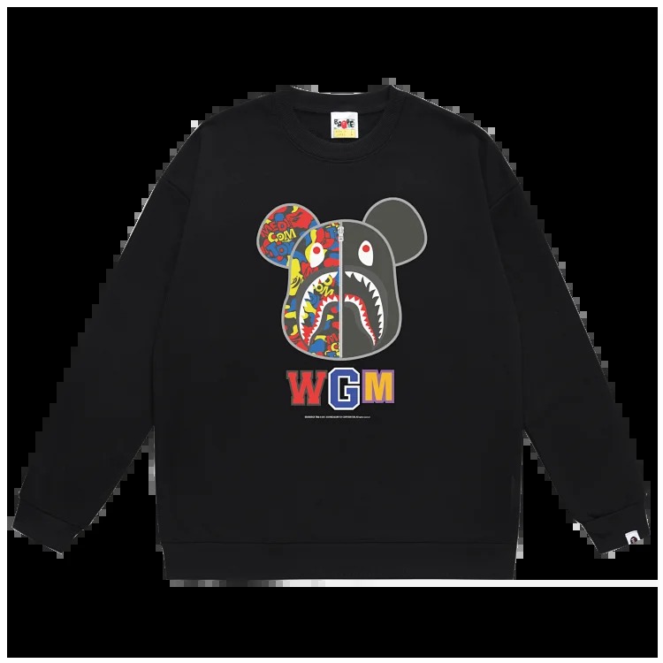 DX24-7 Fashionable casual printed round neck terry fleece sweatshirt image 3