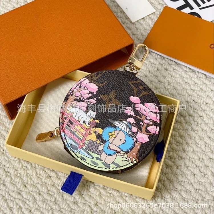 Graffiti print zipper round cake coin purse cute mini coin pendant card holder headphone key bag image 2