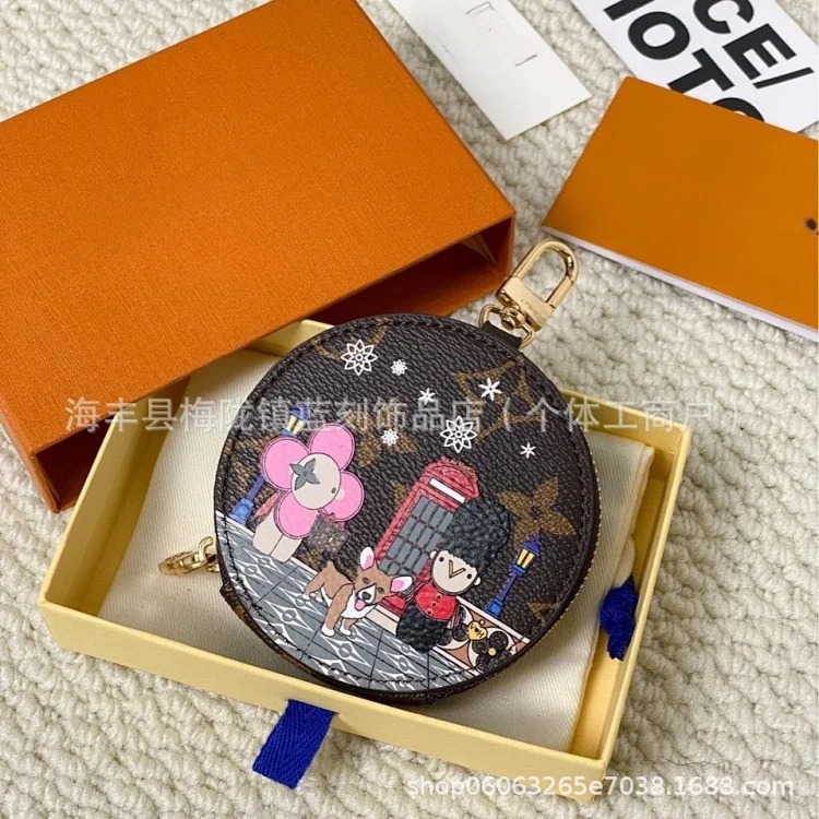 Graffiti print zipper round cake coin purse cute mini coin pendant card holder headphone key bag image 3