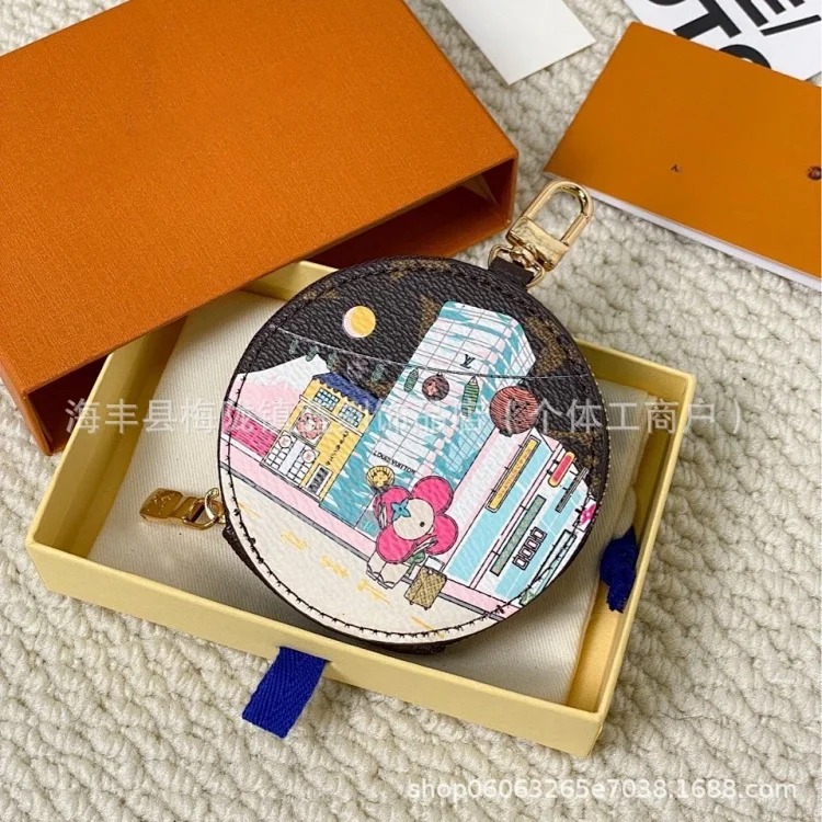 Graffiti print zipper round cake coin purse cute mini coin pendant card holder headphone key bag image 5