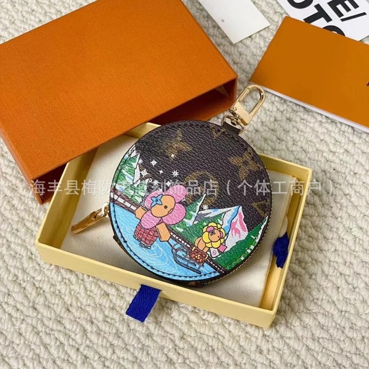 Graffiti print zipper round cake coin purse cute mini coin pendant card holder headphone key bag image 6