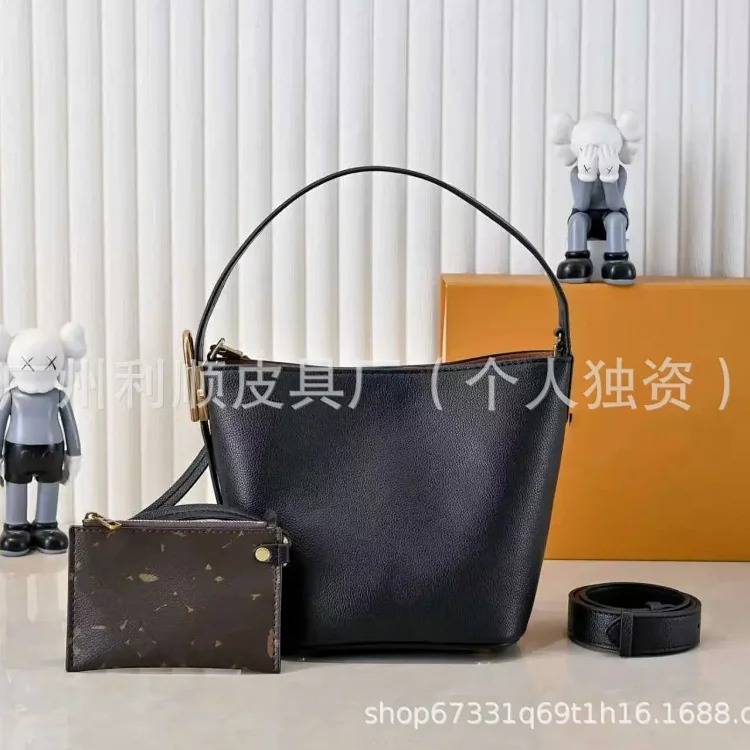 Cross-border Guangzhou high allinbb bucket bag Lowkey genuine leather portable diagonal large capacity fortune bucket women's bag
