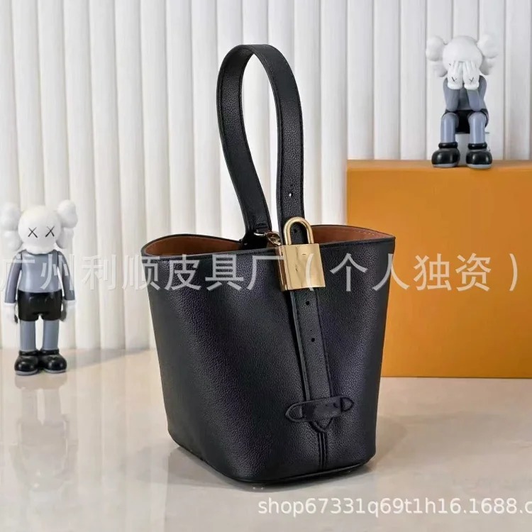 Cross-border Guangzhou high allinbb bucket bag Lowkey genuine leather portable diagonal large capacity fortune bucket women's bag