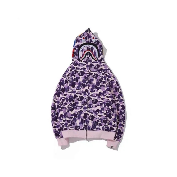 Cross-border exclusive supply of trendy brand BAPE classic camouflage tiger head shark mouth double hood starry sky flame spots series sweatshirt image 2