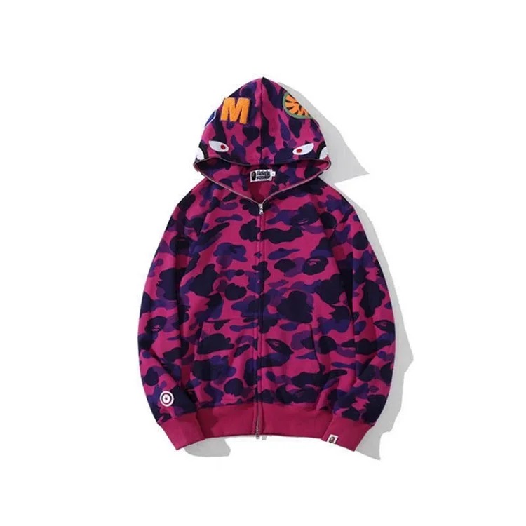 Cross-border exclusive supply of trendy brand BAPE classic camouflage tiger head shark mouth double hood starry sky flame spots series sweatshirt image 4