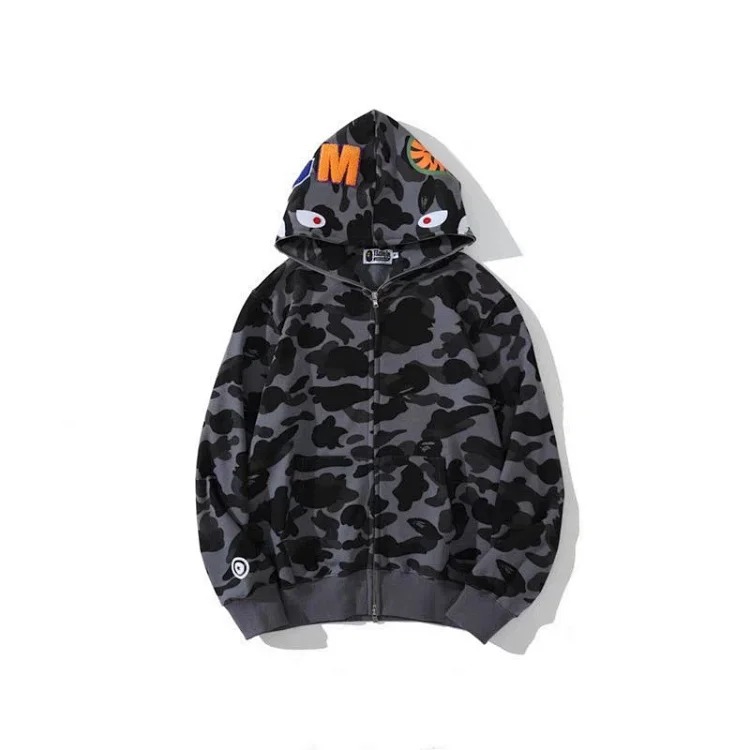 Cross-border exclusive supply of trendy brand BAPE classic camouflage tiger head shark mouth double hood starry sky flame spots series sweatshirt image 5