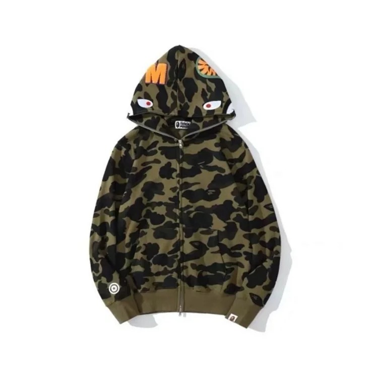 Cross-border exclusive supply of trendy brand BAPE classic camouflage tiger head shark mouth double hood starry sky flame spots series sweatshirt image 6