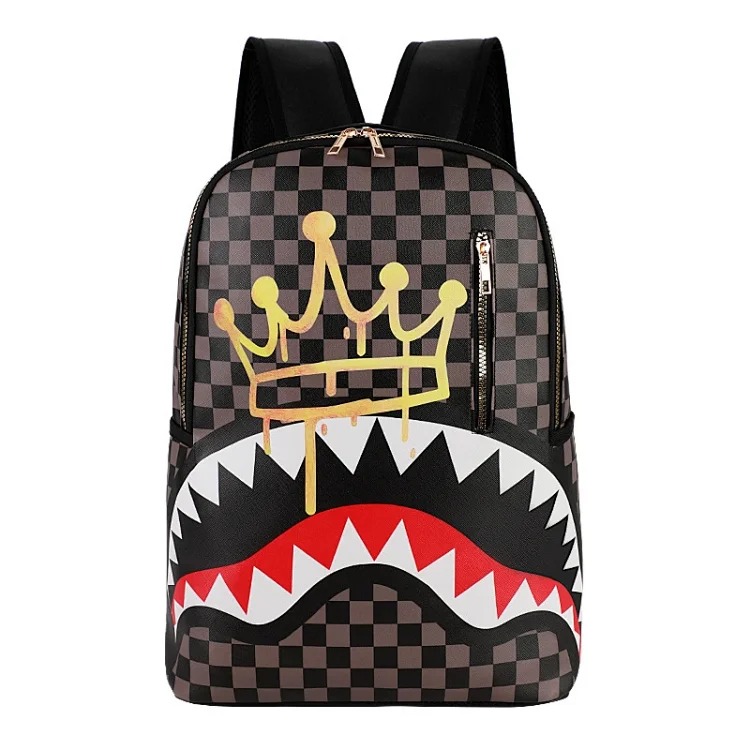 Student business school bag camouflage shark printable logo large capacity waterproof backpack anime cross-border backpack