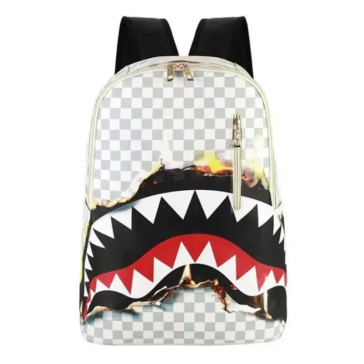 Student business school bag camouflage shark printable logo large capacity waterproof backpack anime cross-border backpack