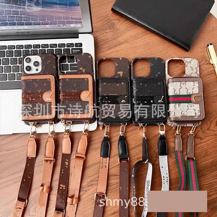 Suitable for ihone17promax mobile phone case Apple 16 new lanyard diagonally across retro card holder multi-function 15p
