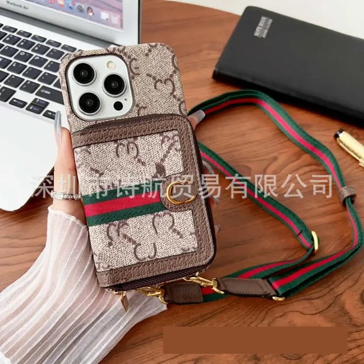Suitable for ihone17promax mobile phone case Apple 16 new lanyard diagonally across retro card holder multi-function 15p