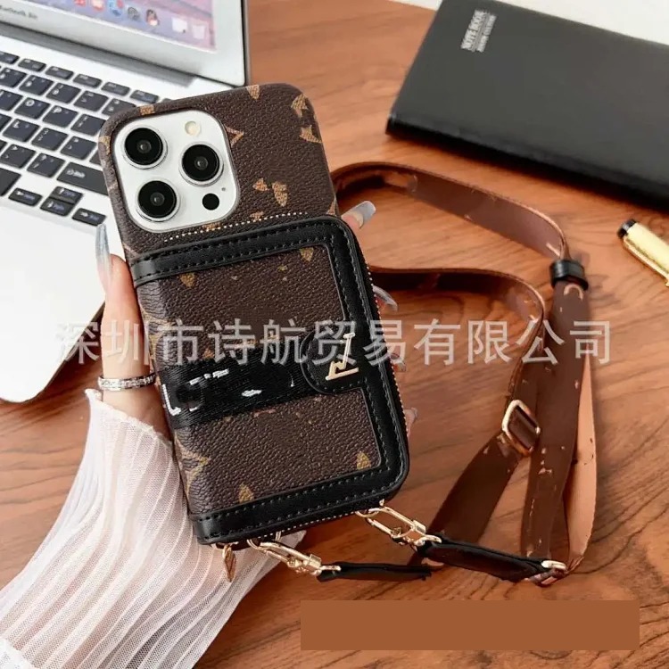 Suitable for ihone17promax mobile phone case Apple 16 new lanyard diagonally across retro card holder multi-function 15p