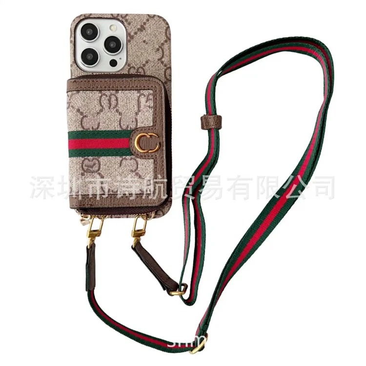 Suitable for ihone17promax mobile phone case Apple 16 new lanyard diagonally across retro card holder multi-function 15p