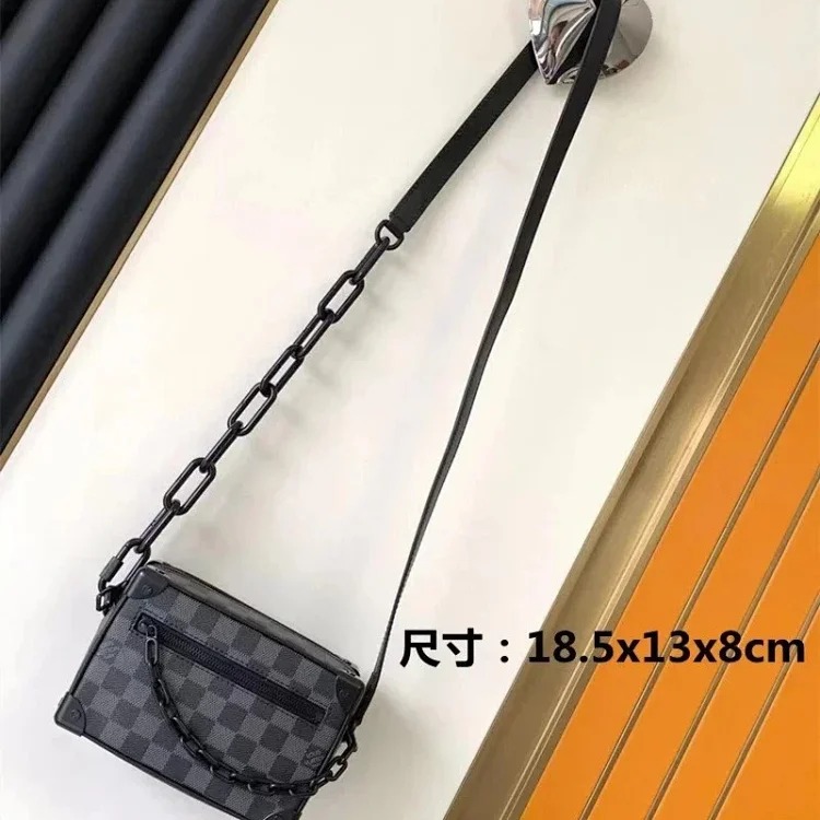 Celine XMT182025 new men's and women's bags genuine leather box bag chain bag Black Warrior three-in-one messenger bag pillow bag image 5