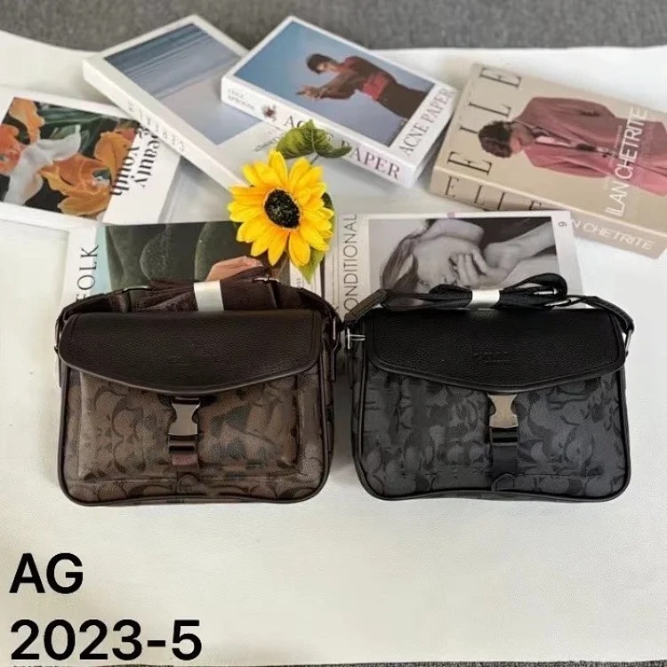 Fashion brand men's shoulder bag retro versatile leather crossbody bag plaid simple small square bag backpack men's wholesale