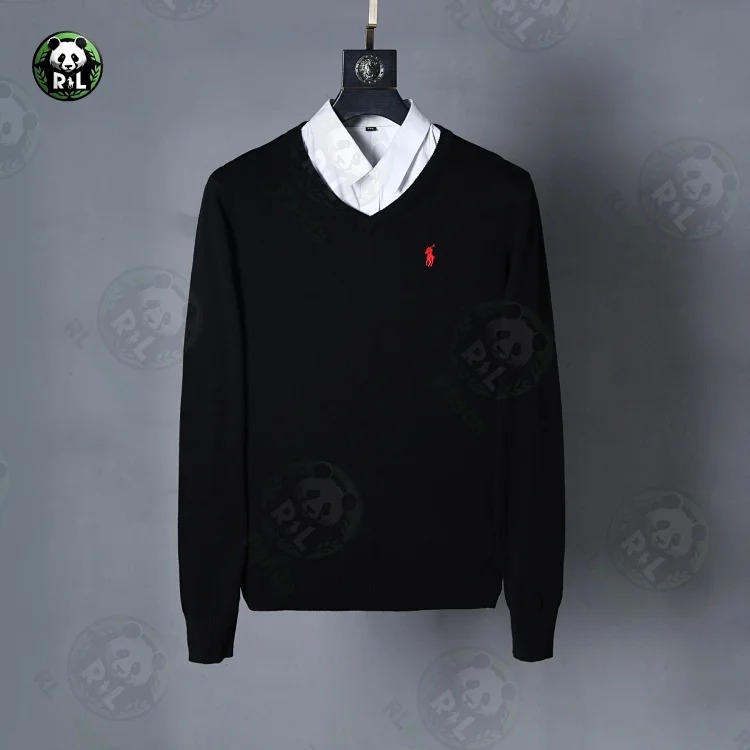 Ralph Lauren Black V-Neck Knit Sweater