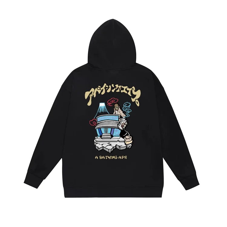 Fashionable simple print hooded sweatshirt