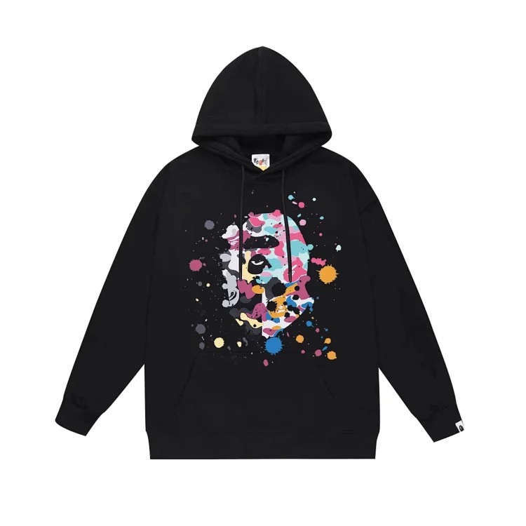 Fashionable simple print hooded sweatshirt
