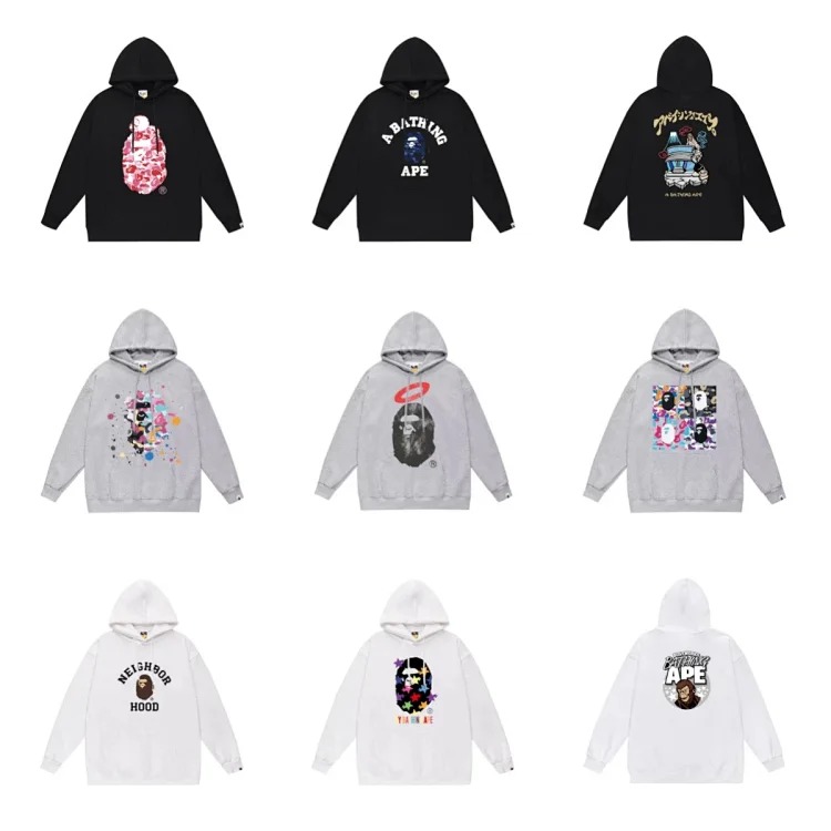 Fashionable simple print hooded sweatshirt