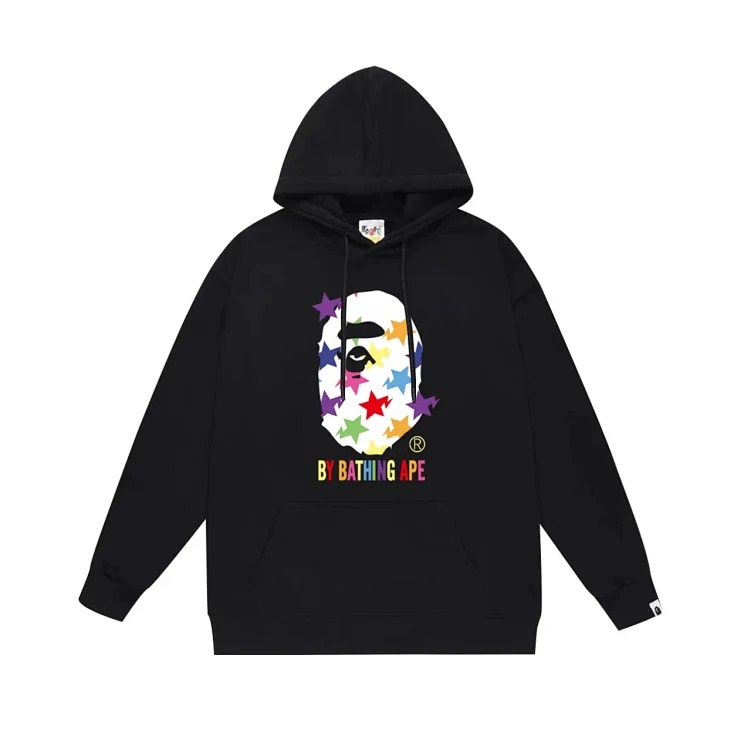 Fashionable simple print hooded sweatshirt