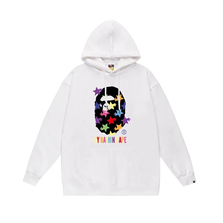 Fashionable simple print hooded sweatshirt