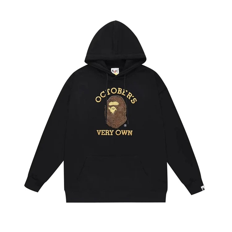 Fashionable simple print hooded sweatshirt