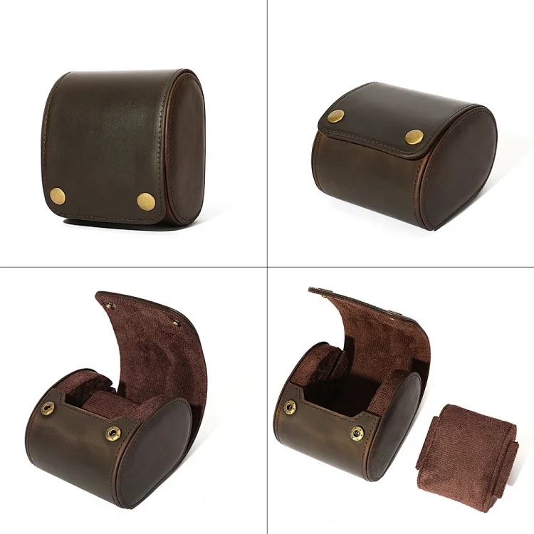 Cross-border retro crazy horse leather watch box couple mechanical watch gift box high-end convenient watch storage box