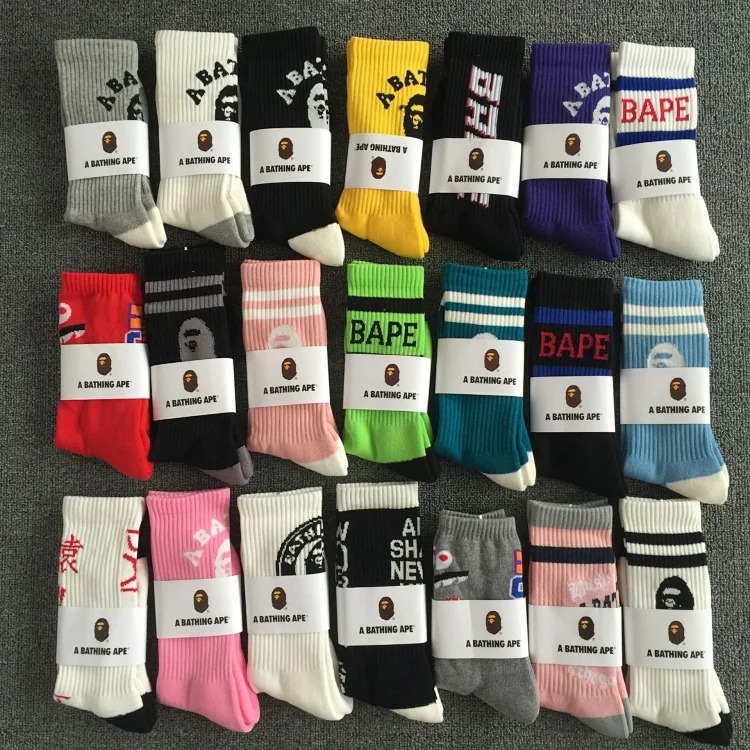 BP ape head towel bottom socks street dead high-top skateboard socks men's and women's sports basketball socks drop shipping