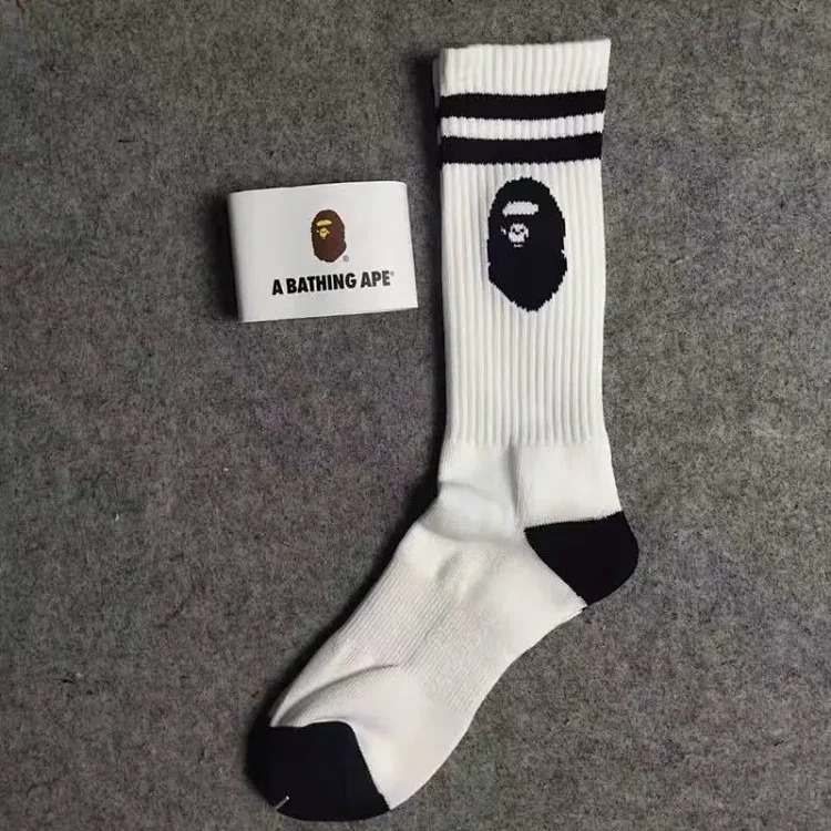 BP ape head towel bottom socks street dead high-top skateboard socks men's and women's sports basketball socks drop shipping image 3