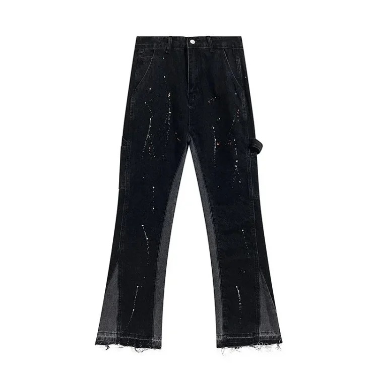 Washed ripped patchwork jeans GD image 2